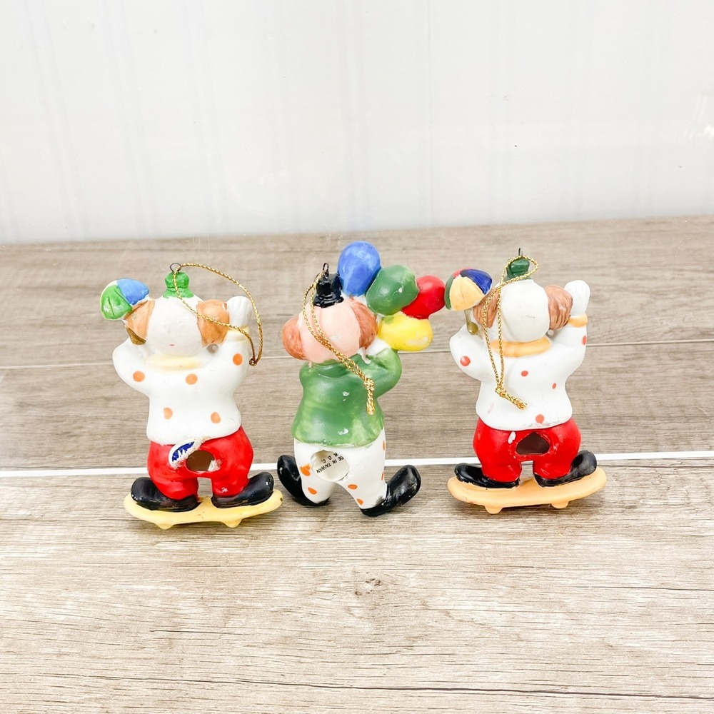 Ceramic Christmas Clown Ornaments Each Are Very Detailed SET OF 3 - Picture 3 of 6